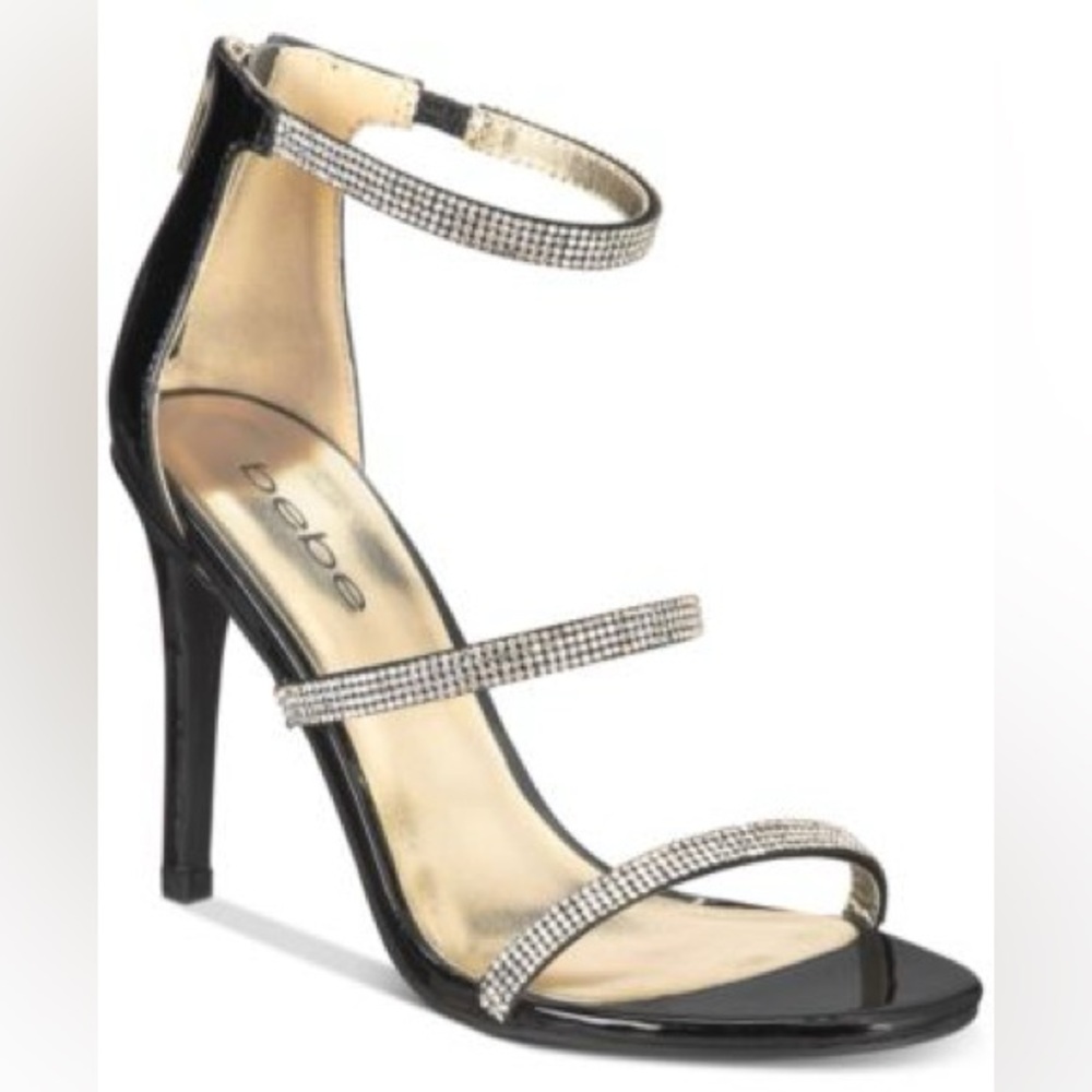 Bebe Janae Sexy Crystal Rhinestone Ankle Strap Dress Sandals - New Condition